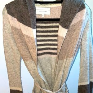 Anthropologie long sweater. Striped and suede pockets. XS